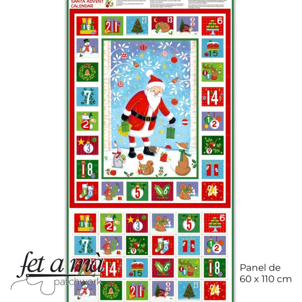 Panel calendario de adviento: Papá Noel y regalos