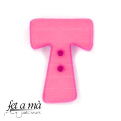 Botón letra T fucsia